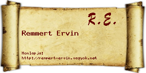 Remmert Ervin névjegykártya